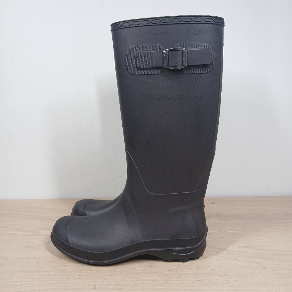 Kamik Black Rubber‎ Waterproof Buckle Strap Tall Rain Boots 1246